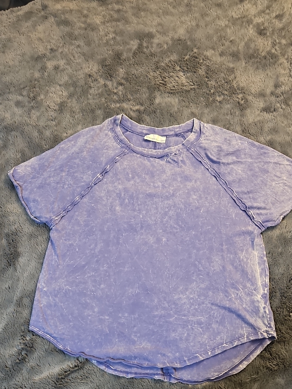 Zenana Outfitters Oversized Acid Washed Lavender Short Sleeve Tee NWOT